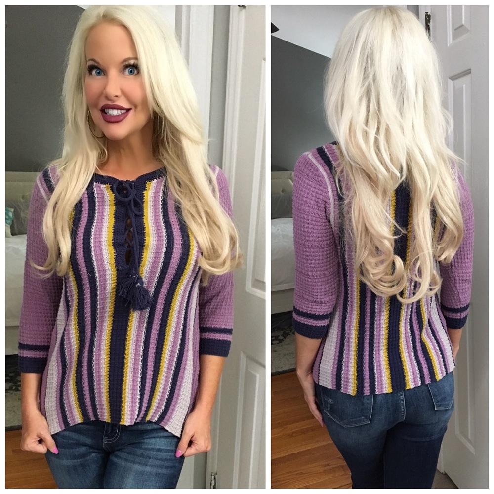 πLAST 1! Gorgeous Lavender Striped Top! - Picture 2 of 3